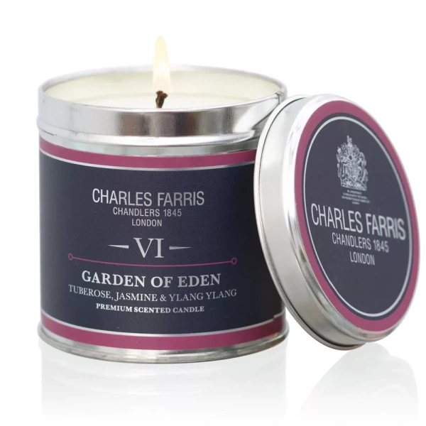 Charles Farris Garden Of Eden Tin Candle
