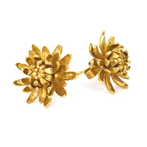 Alex Monroe Chrysanthemum Flower Gold Plate Stud Earrings