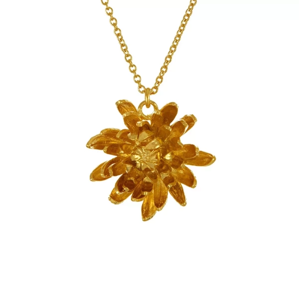 Alex Monroe Chrysanthemum Flower Gold Plated Necklace