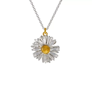 Alex Monroe Big Daisy Sterling Silver & Gold Plated Necklace