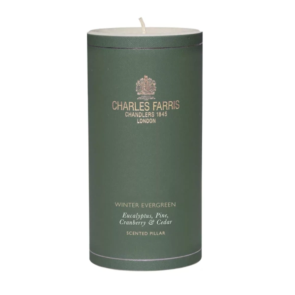 Charles Farris 6" Pillar Candle - Winter Evergreen