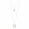 Sobo Pewter Ring Feature Double Chain Pendant Necklace