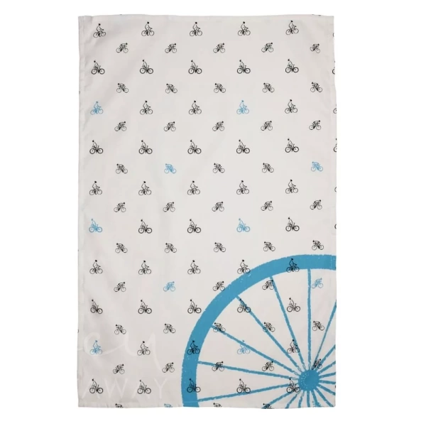 Lucy Pittaway Blue Wheel Cycling Tea Towel