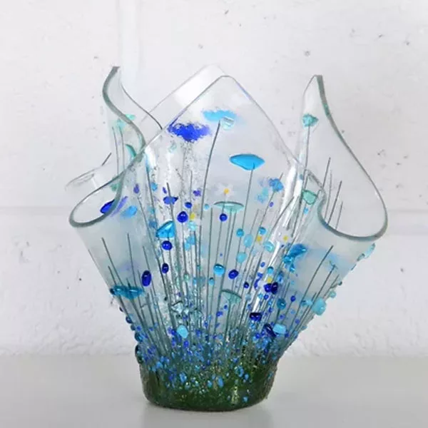 Pam Peters Cornflower Glass Tealight Holder - Large