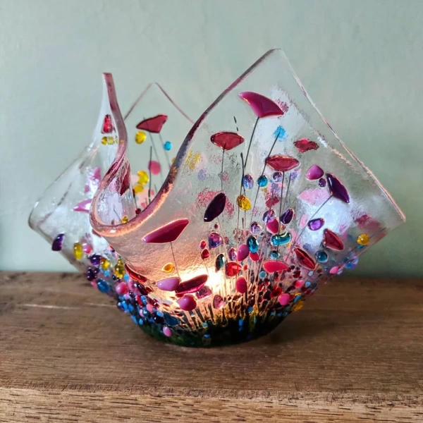 Pam Peters Wildflower Glass Tealight Holder - Small