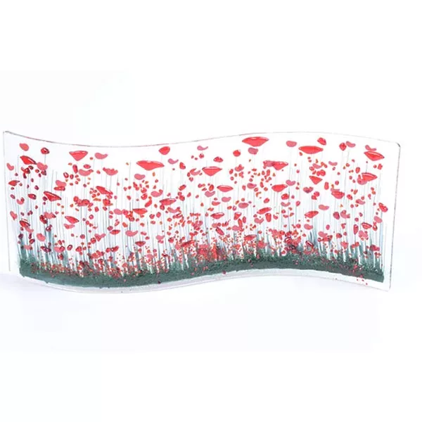 Pam Peters Poppy Wave Glass Art - Large