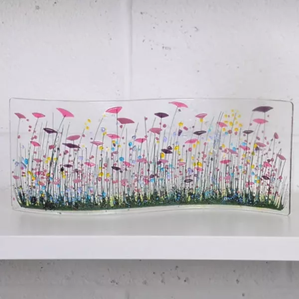 Pam Peters Wildflower Wave Glass Art - Large