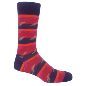 Peper Harow Mens Diagonal Stripe Socks - Crimson