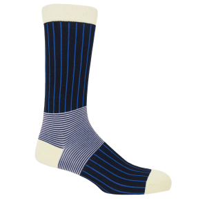 Peper Harow Mens Oxford Stripe Socks - Black 