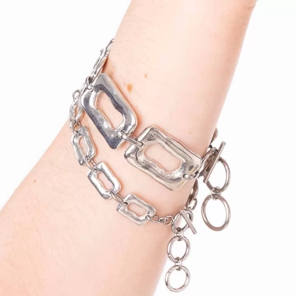 Pewter Ring Feature Linked Bracelet