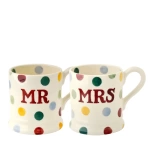 Polka Dot Mrs & Mrs Mug Set