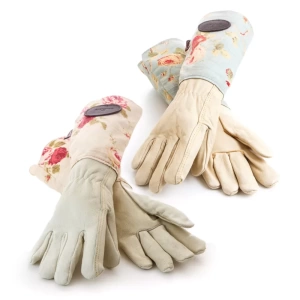 Floral English Leather Gardening Gloves PINK/S