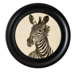 Zebra Round Framed Art