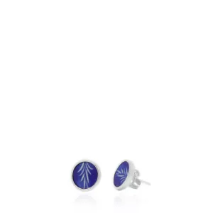 Fern Blue Sterling Silver Stud Earrings
