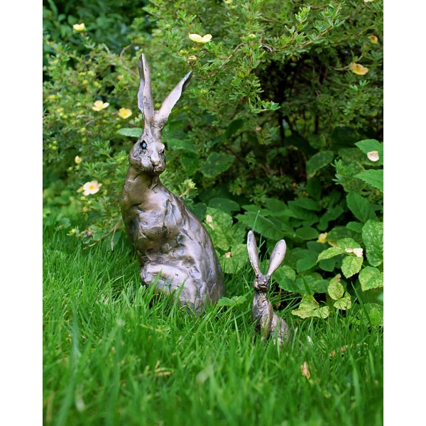Sitting Hare Bronze Resin Sculpture