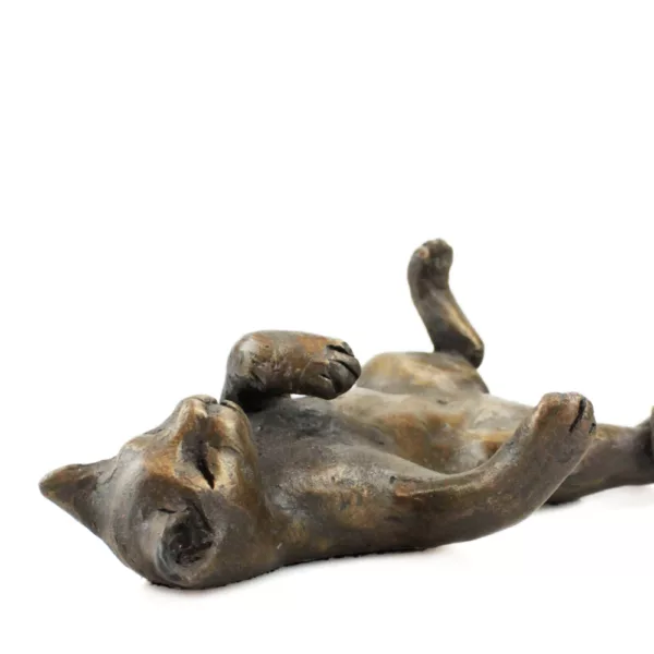 Cat Relaxing Bronze Resin Sculpture