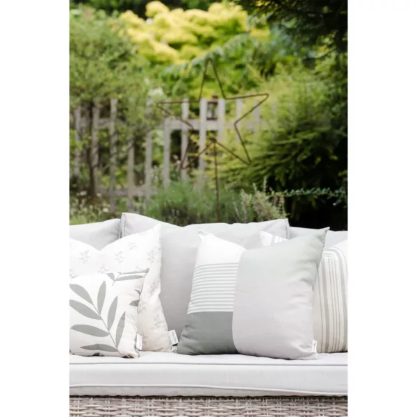Olive Green Stripe Blocks Linen Cushion