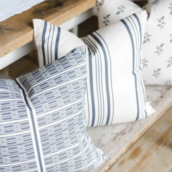 Ticking Stripe Navy Linen Cushion