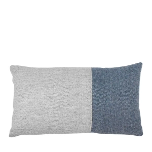 Silver Grey & Navy Blue Tweed Cushion