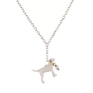 Labrador On A Lead Silver Necklace