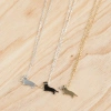 Sausage Dog On A Lead Silver Necklace