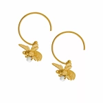 Flying Bee Gold Plated Hoops Earrings