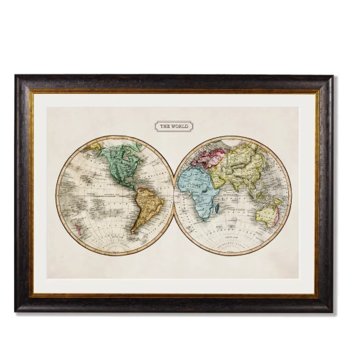 World Map Framed Art World Map 1800s Restored Map Framed Art Print