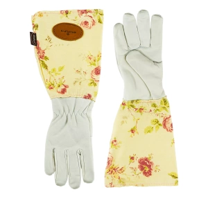 Floral English Leather Gardening Gloves