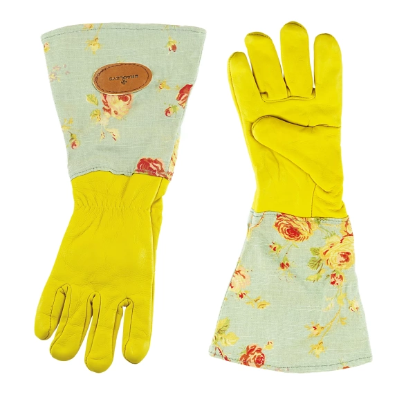 Floral English Leather Gardening Gloves