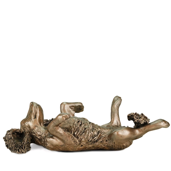 Spaniel Exuberantly Rolling Bronze Resin Sculpture
