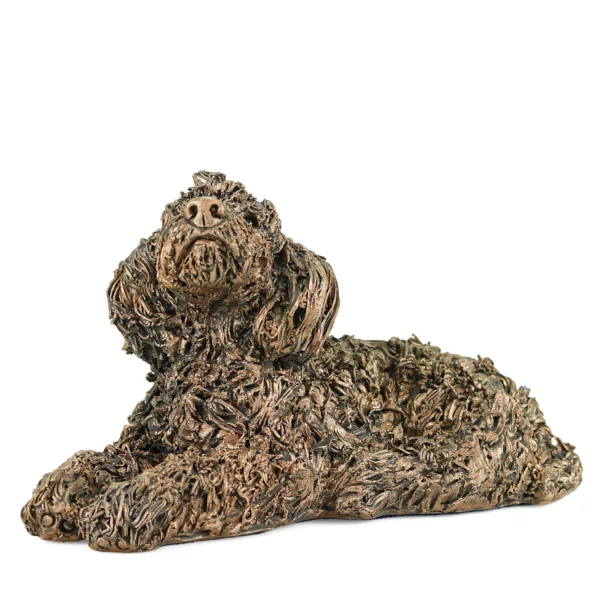 Jake The Labradoodle Lying Bronze Resin Sculpture