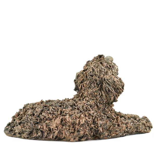 Jake The Labradoodle Lying Bronze Resin Sculpture