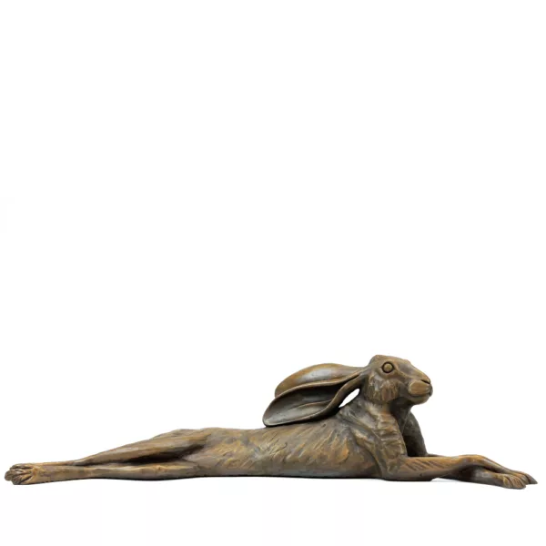 Hare Reclining Bronze Resin Sculpture