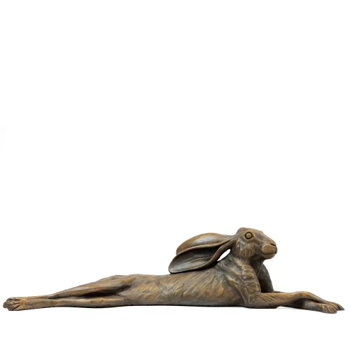 Hare Reclining Bronze Resin Sculpture