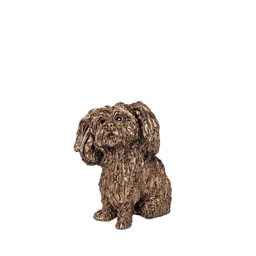 Sprout Shih Tzu Sitting Dog Bronze Resin Sculpture