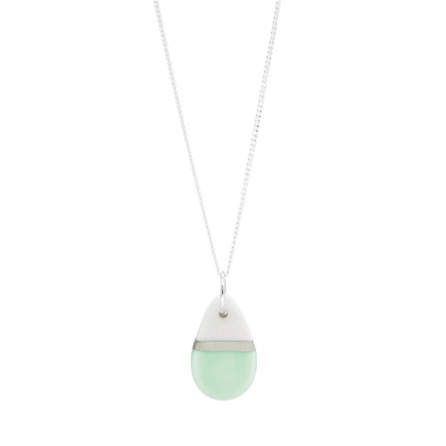 Juno Aqua Teardrop Ceramic Necklace