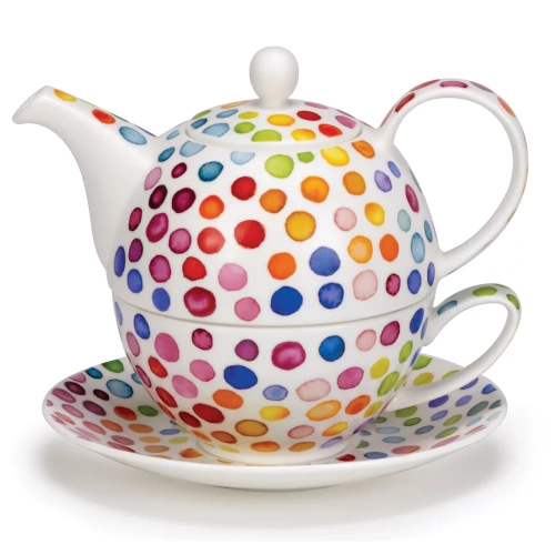 Hot Spots Teacup Saucer And Teapot Set