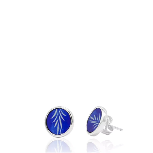 Fern Blue Sterling Silver Stud Earrings