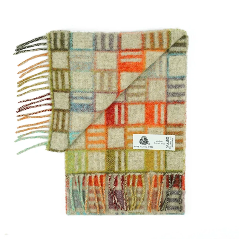 Edale Merino Wool Scarf Mosaic Sepia