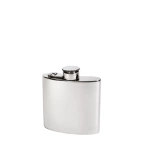Plain Pewter Round Pocket Flask With Captive Top 4oz
