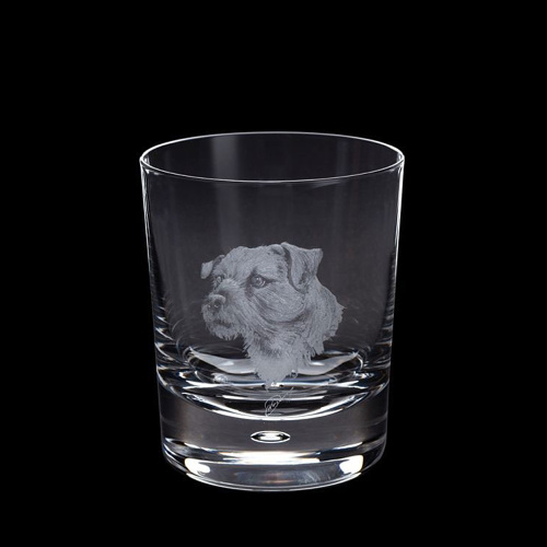 Border Terrier Hand Engraved Glass Tumbler