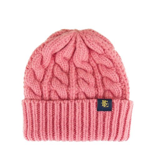 Cable Knit Wool Beanie Pink
