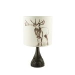 Cold Cast Bronze Stag Lamp and Lampshade