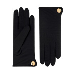 Cornelia Merino Wool Gloves With A Button Cuff Link Black
