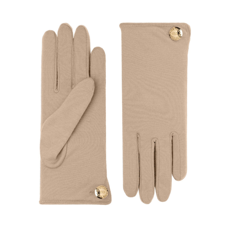 Cornelia Merino Wool Gloves With A Button Cuff Link Biscuit