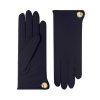 Cornelia Merino Wool Gloves With A Button Cuff Link Navy