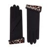 Matilda Merino Wool Gloves With Animal Print Black