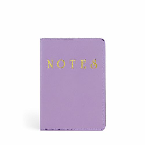 Gold Notes Notebook With Reusable Leather Cover Quartz Lilac
