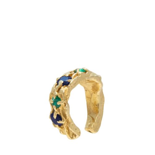 Nita Sapphire Emerald Recycled Silver Cuff