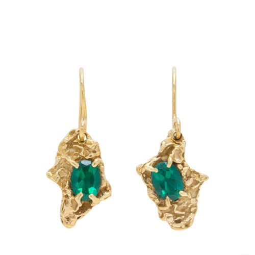 Naoko Emerald Recycled Silver Earrings